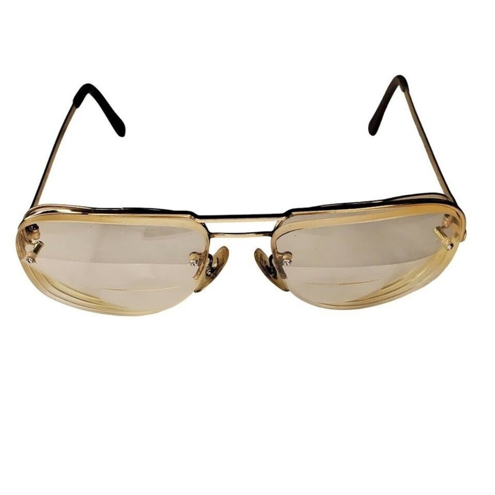 VTG Gold Aviator Glasses Frames UNIVIS Bronzini USA UF115 60/18 Bifocals Pilot